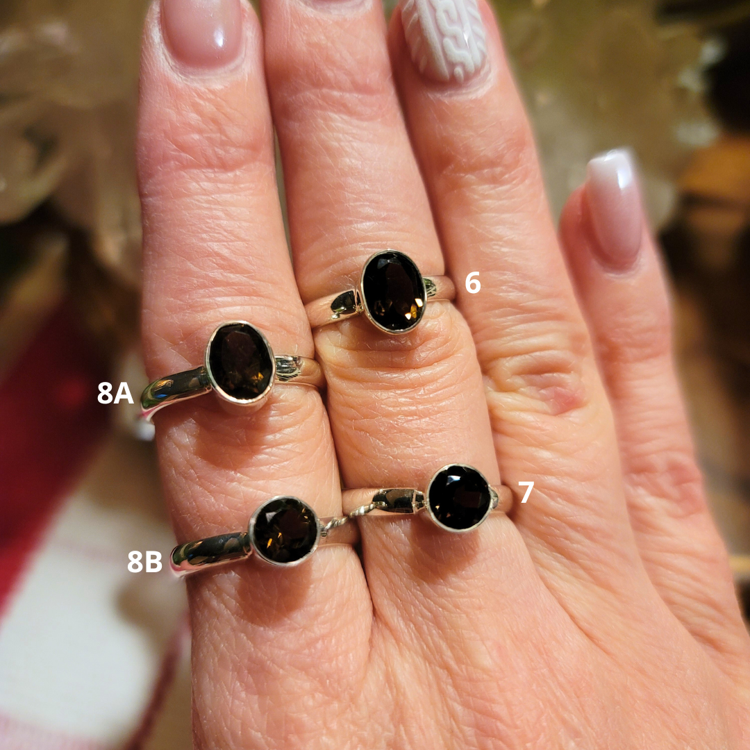 Smoky Quartz Ring || .925 Sterling Silver - sizes 6-8