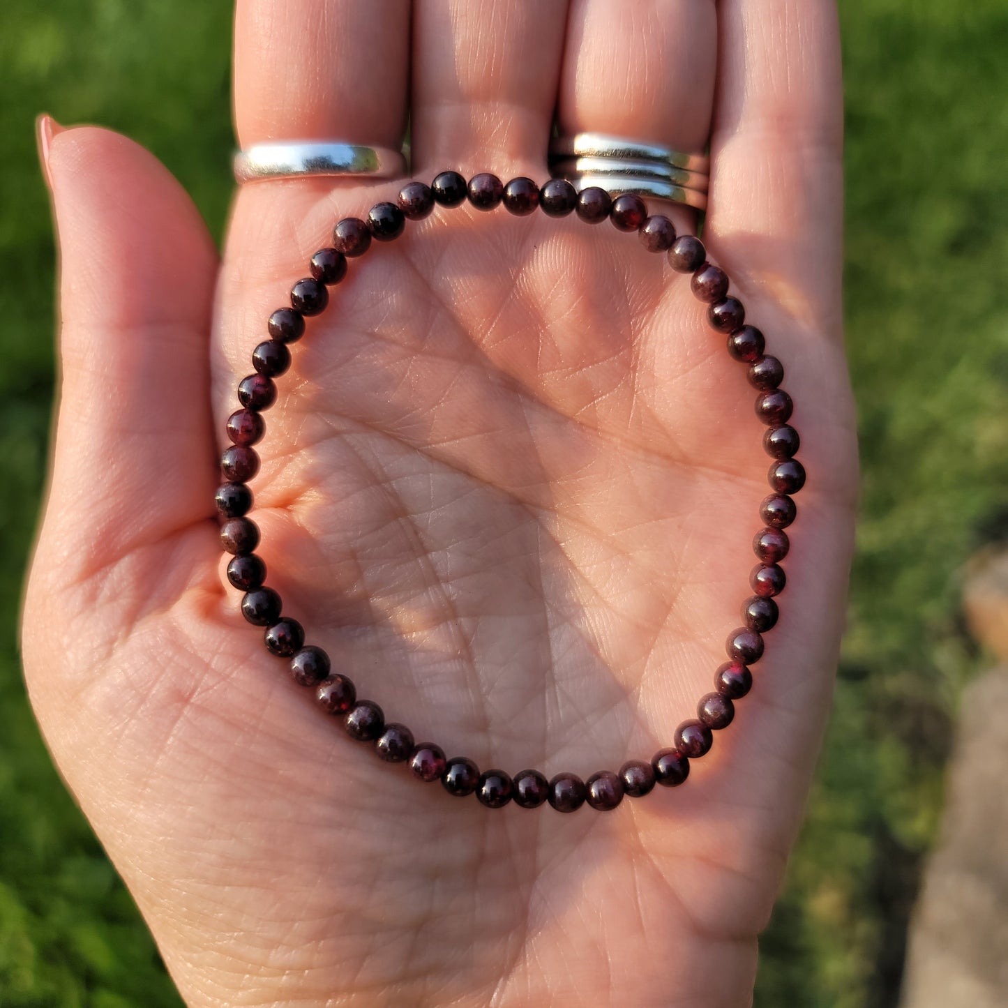Garnet Bracelet - 4mm Beads - Energy, Vitality, Grounding