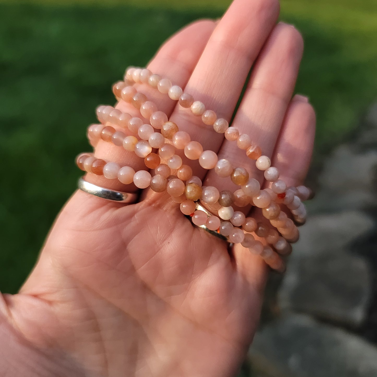 Peach Moonstone Bracelet - 4mm Beads - Emotional Balance, Divine Feminine, Intuition