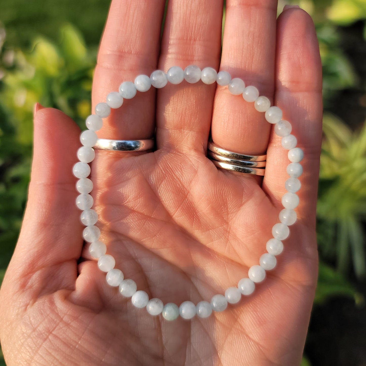 Aquamarine Bracelet - 4mm Beads - Calming, Purifying, Communication