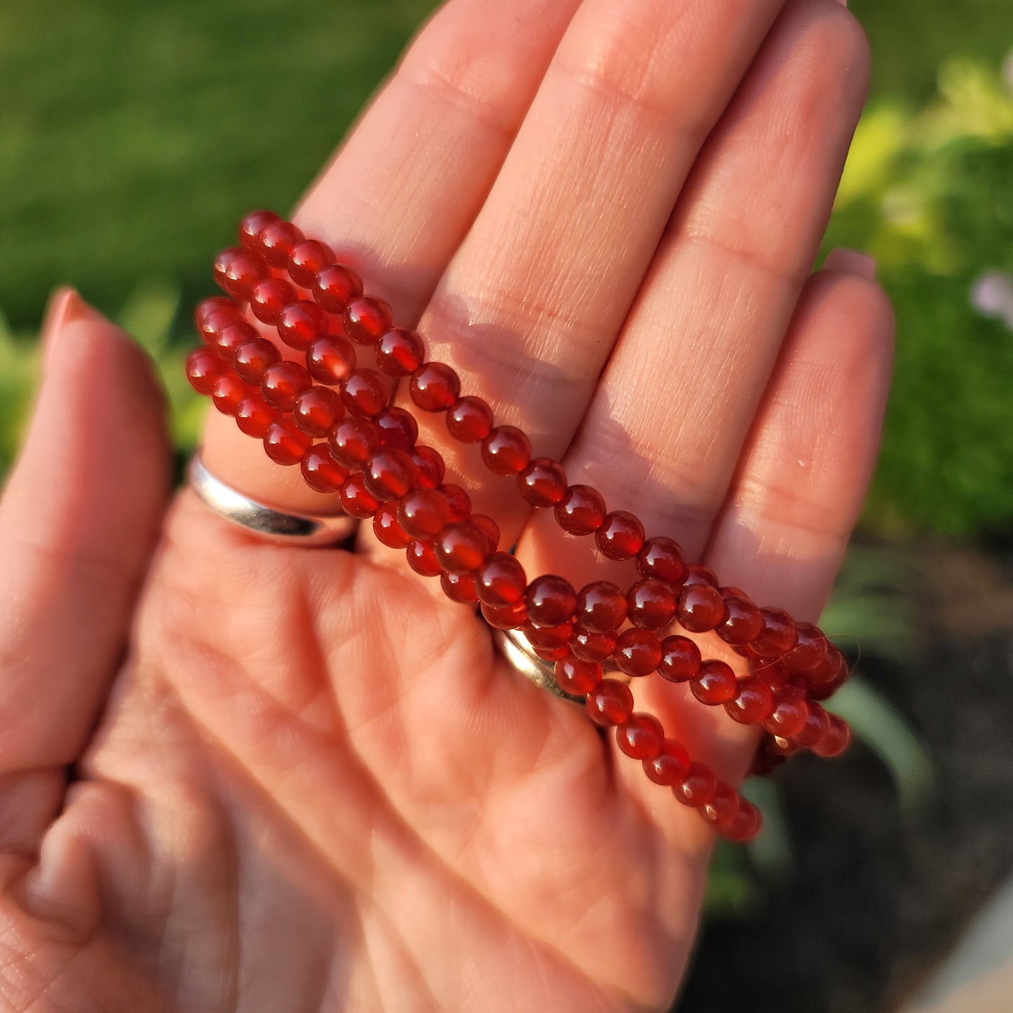 Carnelian Bracelet - 4mm Beads - Passion, Creativity, Stability