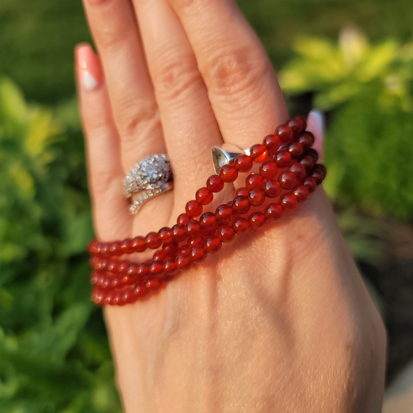 Carnelian Bracelet - 4mm Beads - Passion, Creativity, Stability