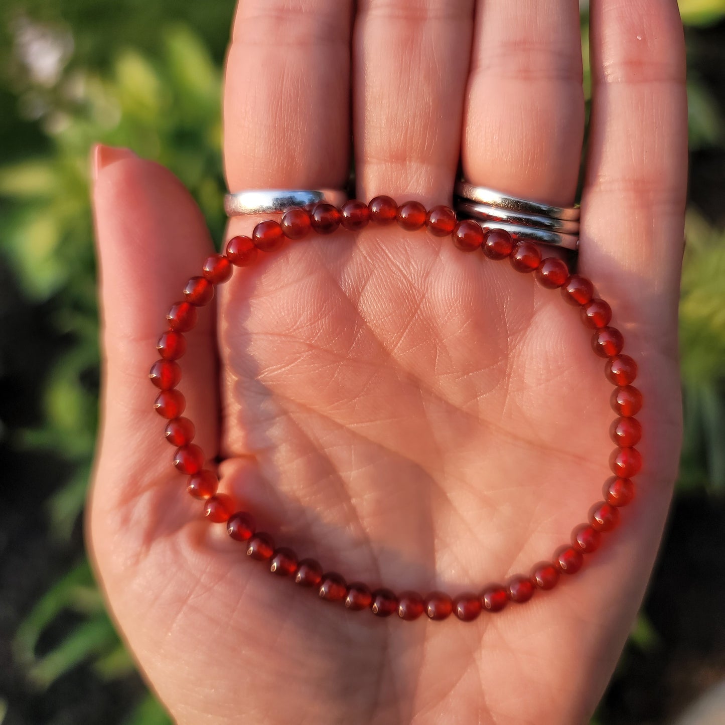 Carnelian Bracelet - 4mm Beads - Passion, Creativity, Stability