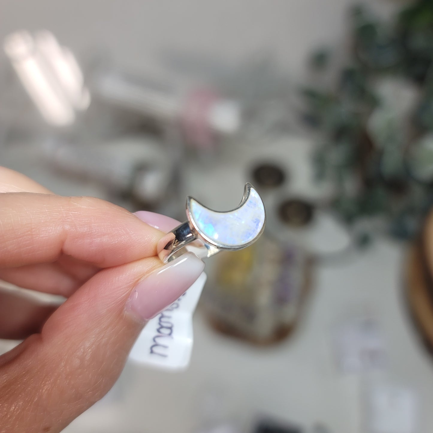 Moonstone Large Crescent Moon Rings | Sizes 6, 7, 8