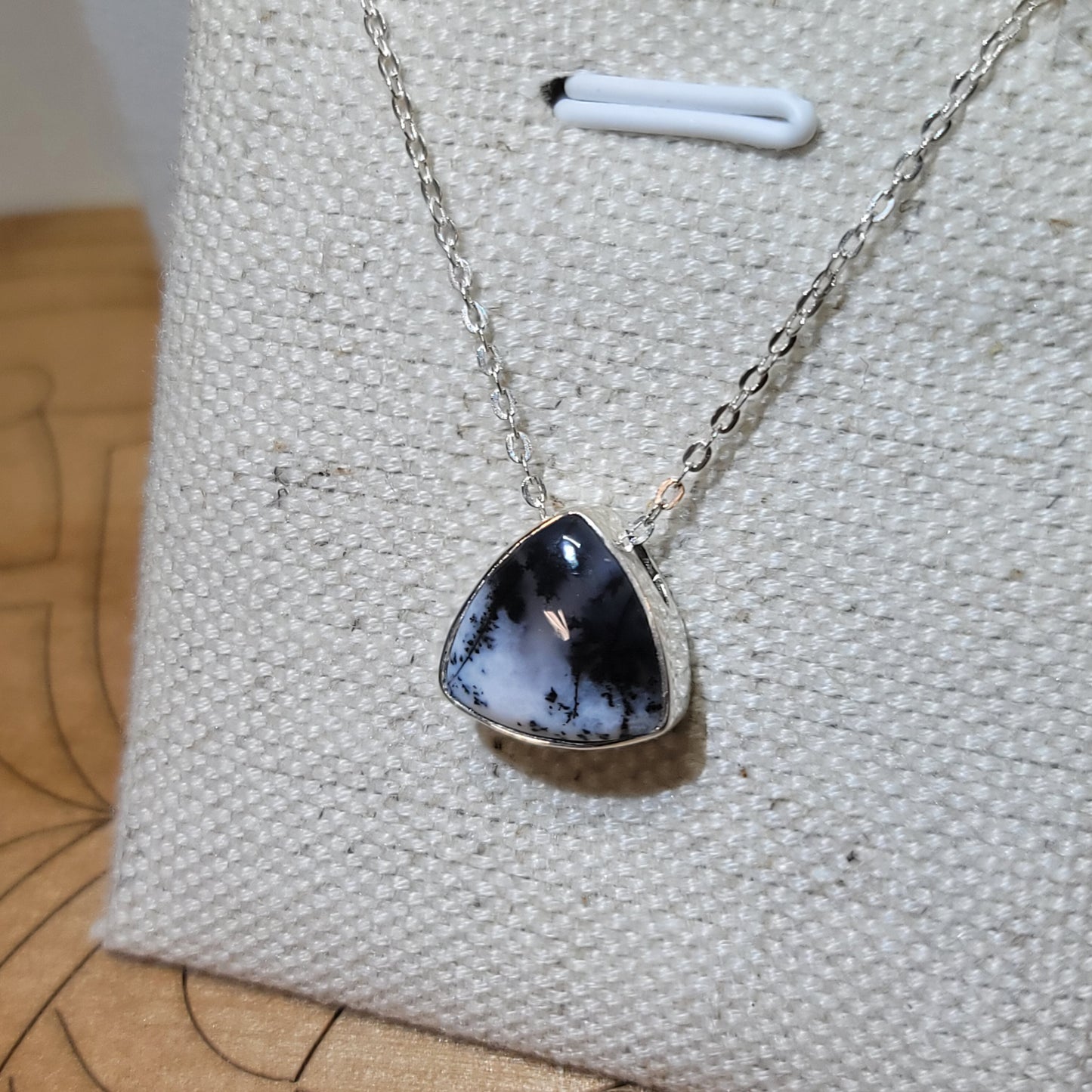 Dendritic Opal Pendant, Trilion | Sterling Silver Chain