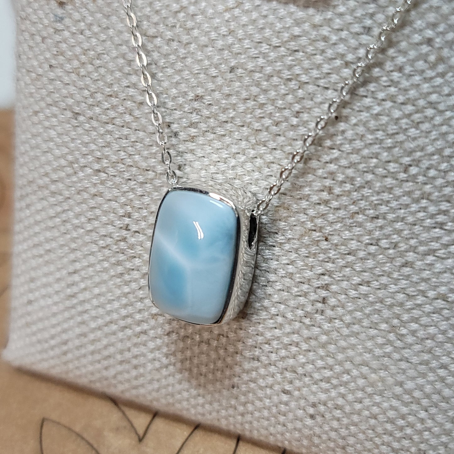 Larimar Polished Pendant 003| .925 Sterling Silver Chain