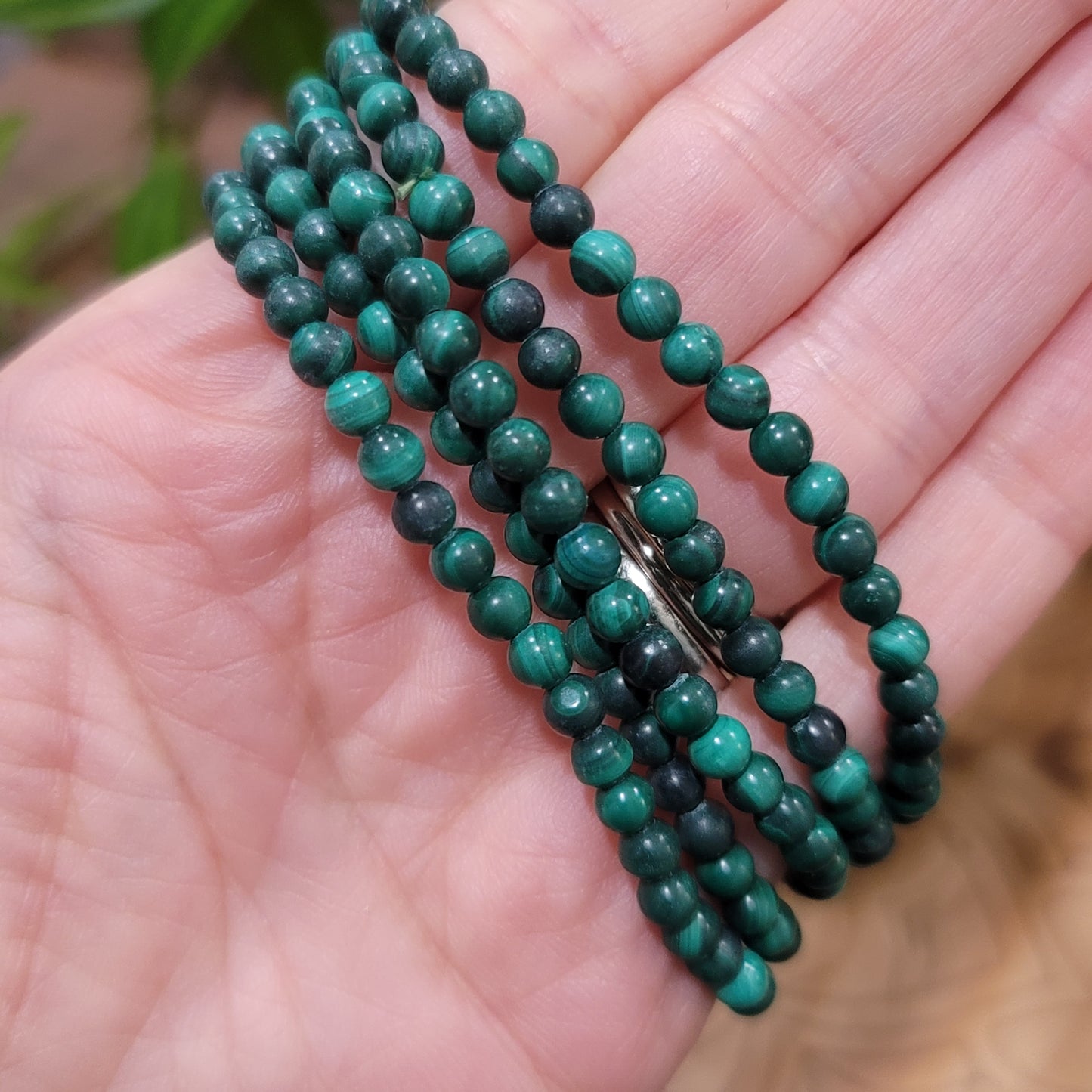 Malachite Bracelet - 4mm Beads - protection, emotional healing, transformation