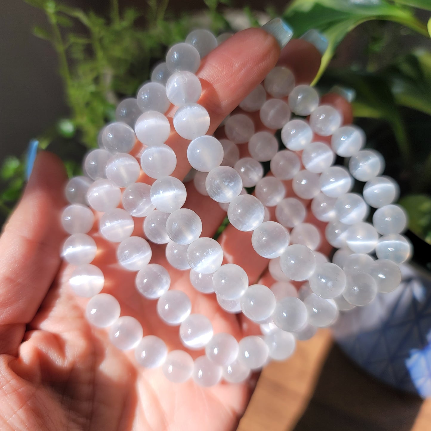 Selenite (Satin Spar) Bracelet - 8mm Beads