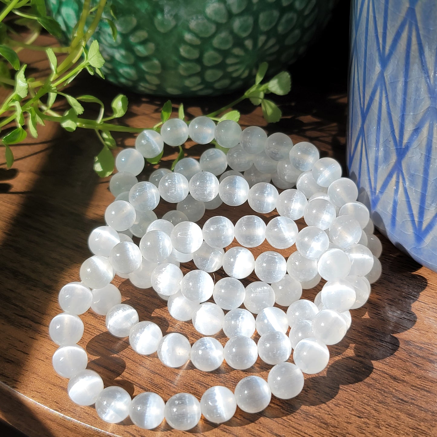 Selenite (Satin Spar) Bracelet - 8mm Beads