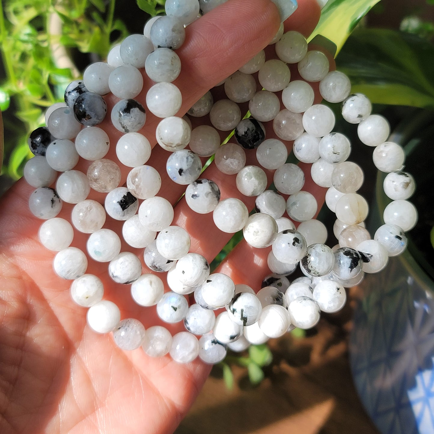 Rainbow Moonstone Bracelet - 8mm Beads