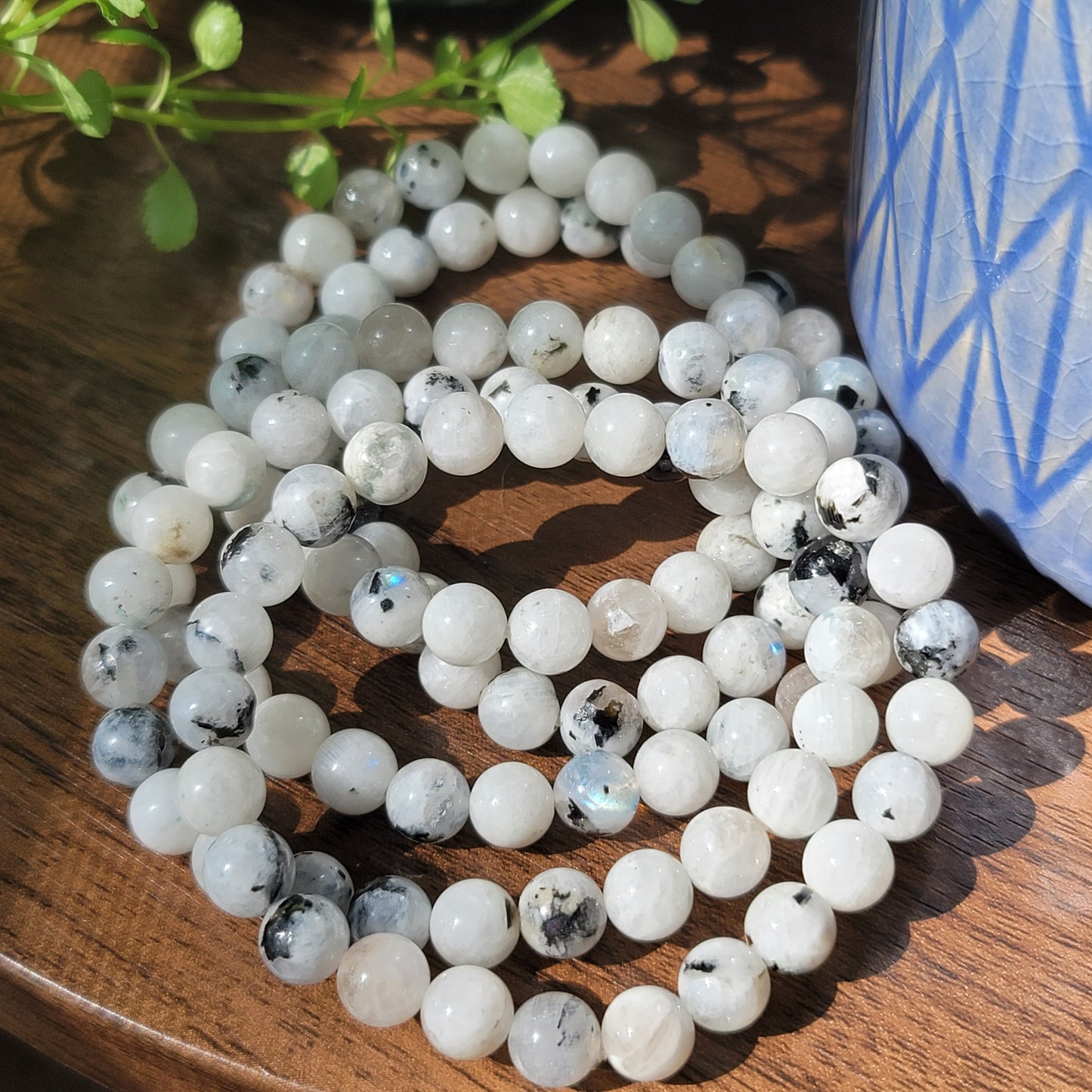 Rainbow Moonstone Bracelet - 8mm Beads