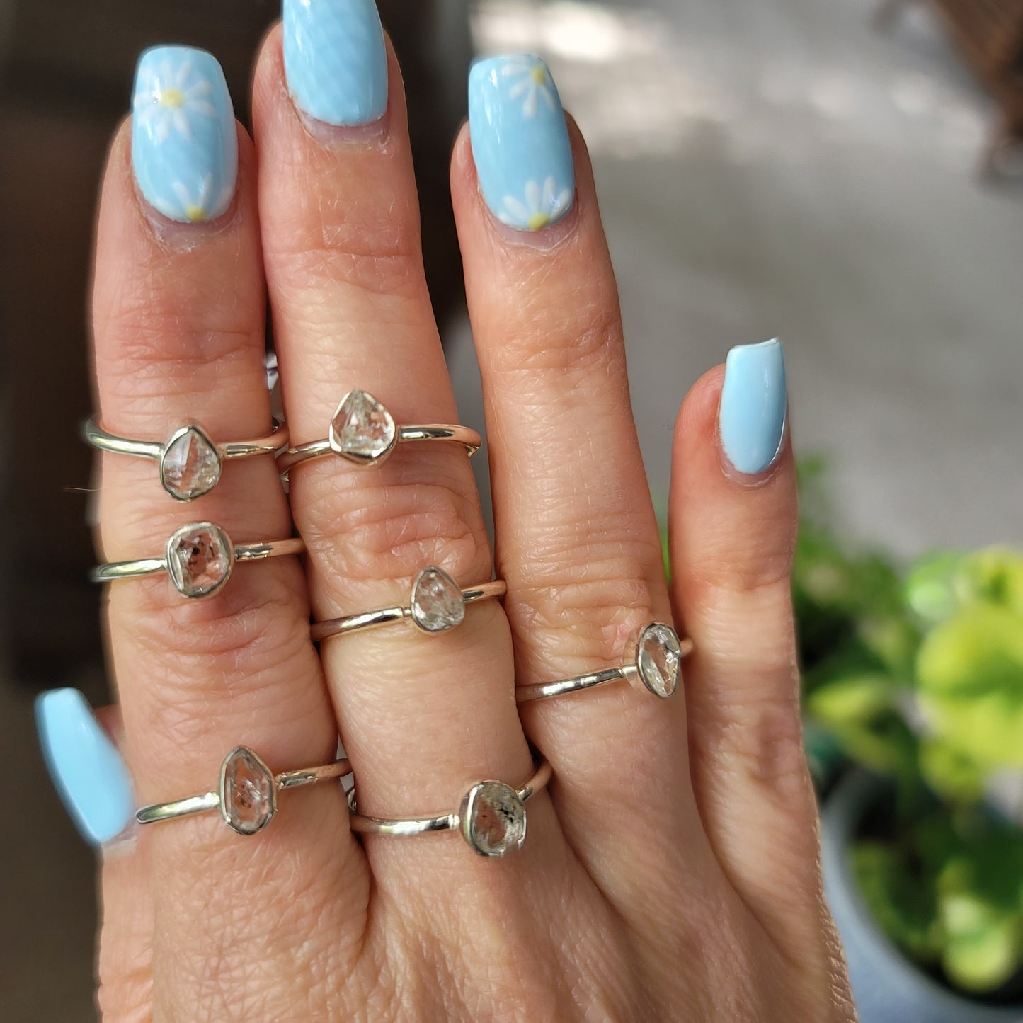 Herkimer Diamond Stackable Rings || .925 Sterling Silver - sizes 4 - 8
