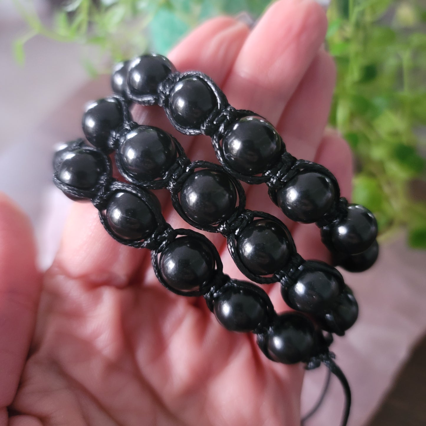 Shungite Adjustable Bracelet - 8mm Beads - Purification, Protection, Grounding