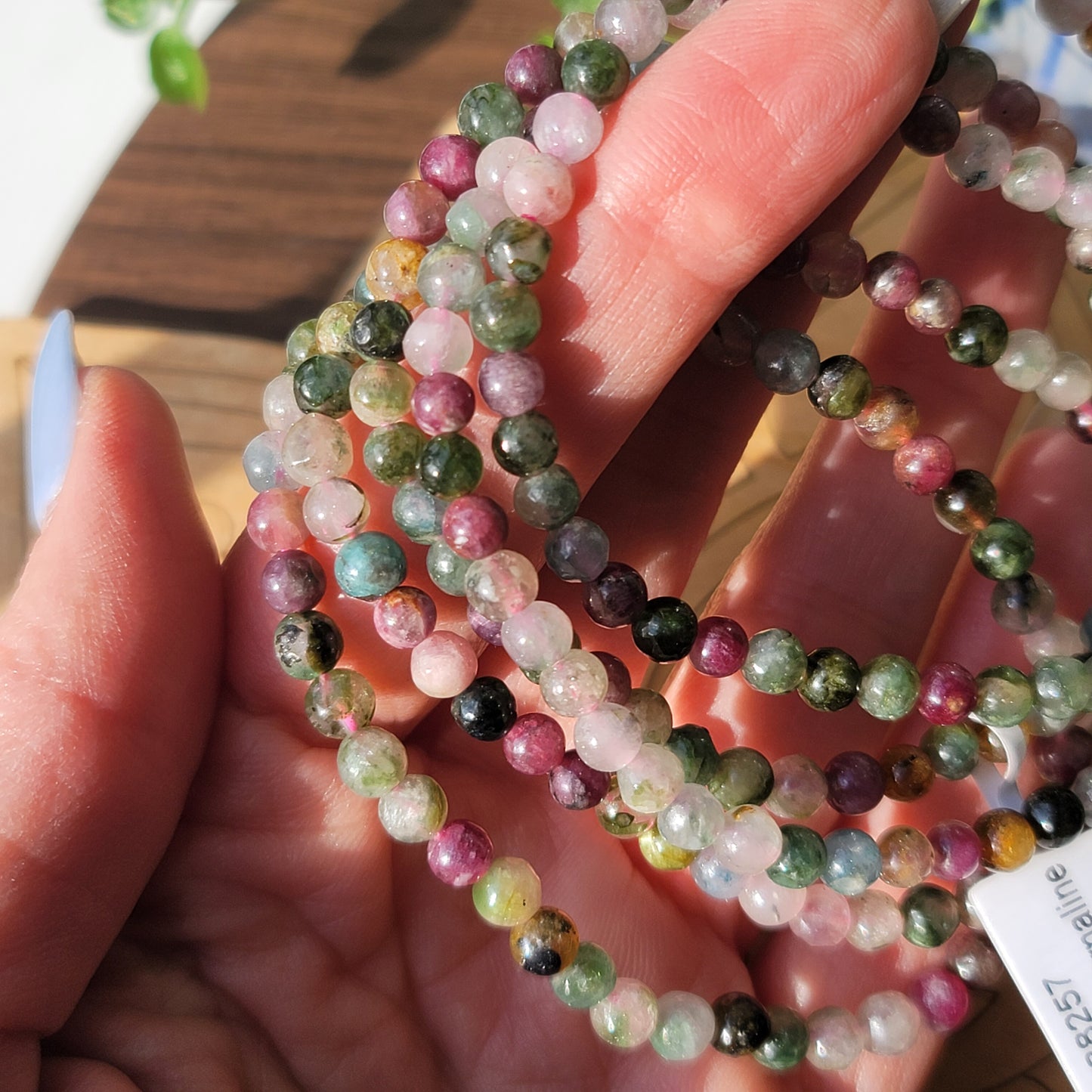 Mixed Beryl Tourmaline Beaded Bracelet - 4mm Beads - Grounding, Protective & Energizing