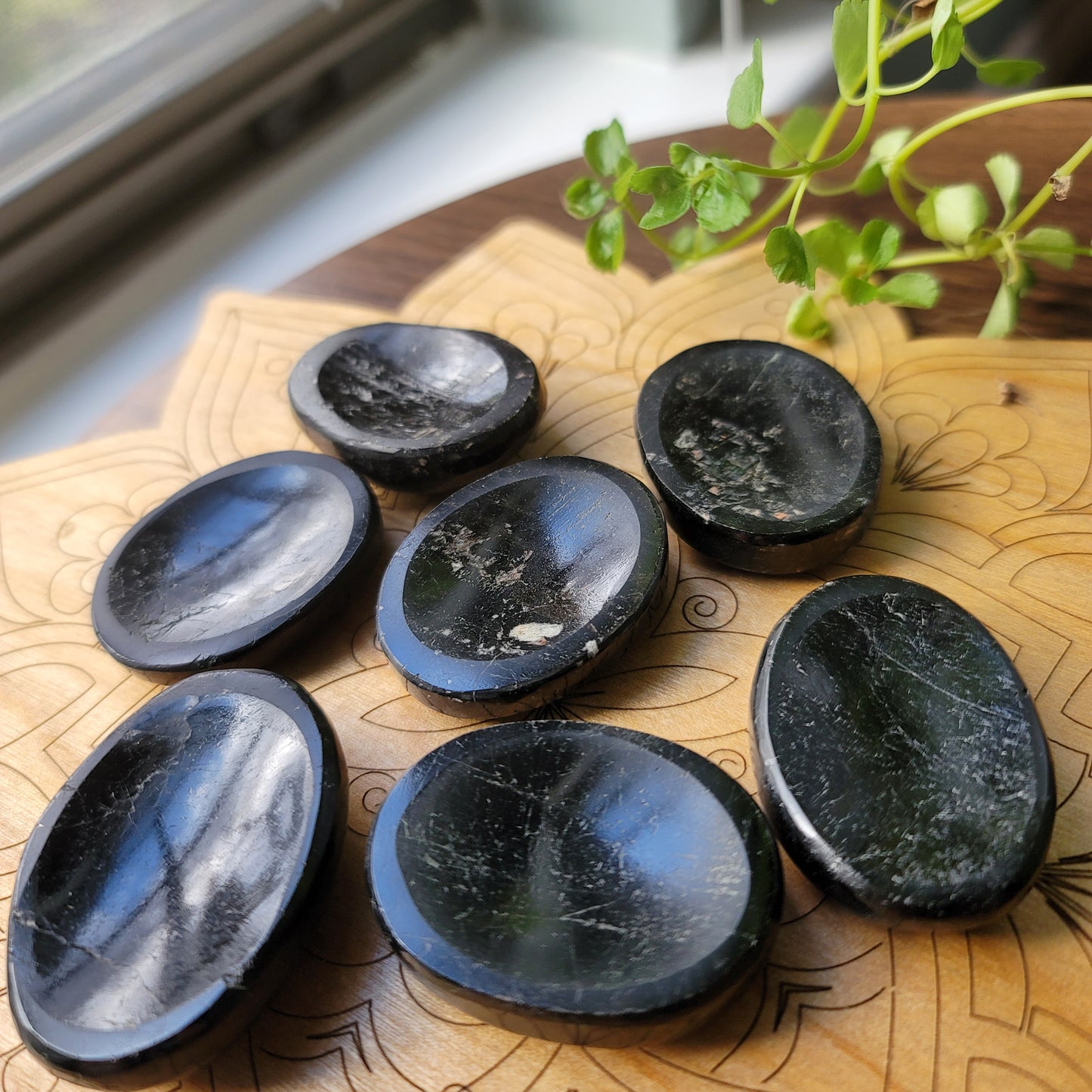 Black Tourmaline Worry Stone|| protect, ground, shield