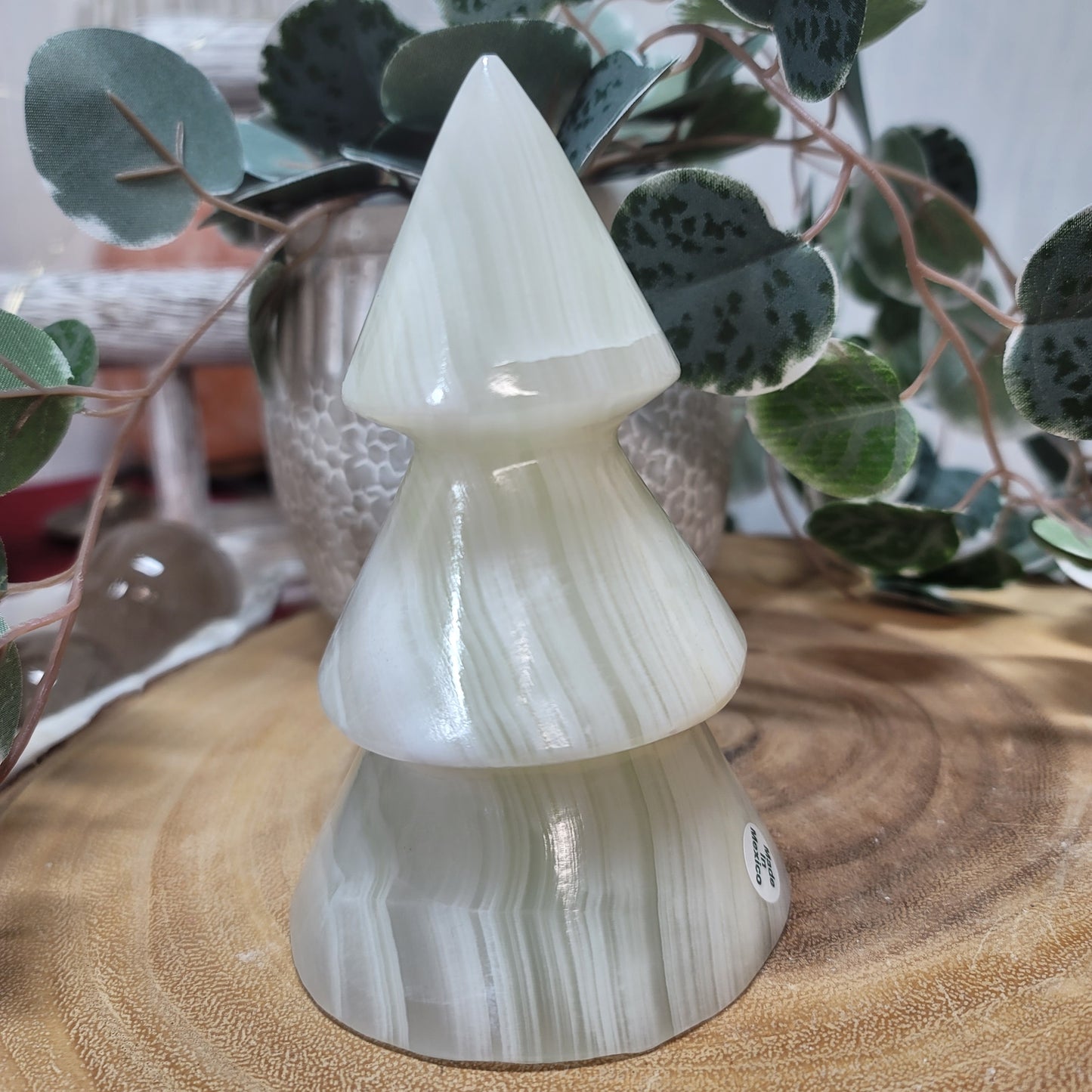Mexican Onyx Tree Lamp with USB LED Wooden Base | 002