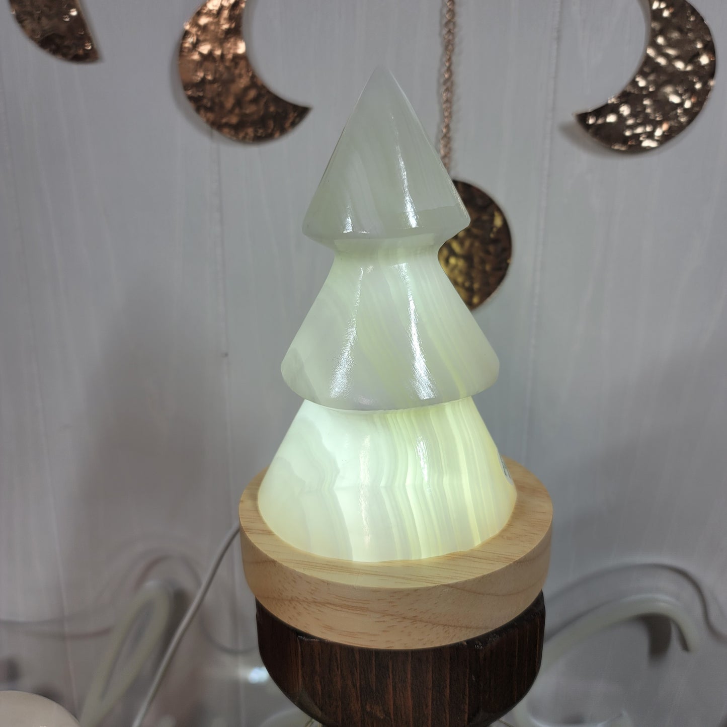 Mexican Onyx Tree Lamp with USB LED Wooden Base | 002