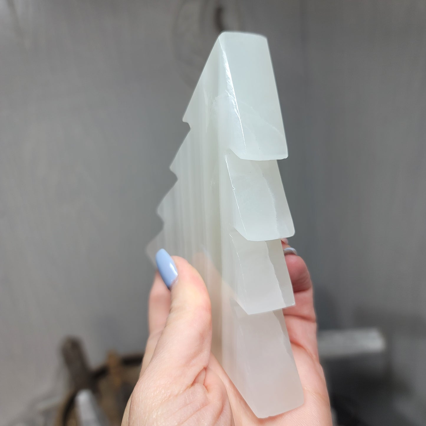 Set of 3 Mexican White Banded Onyx Trees – Hand-Carved Stone Forest