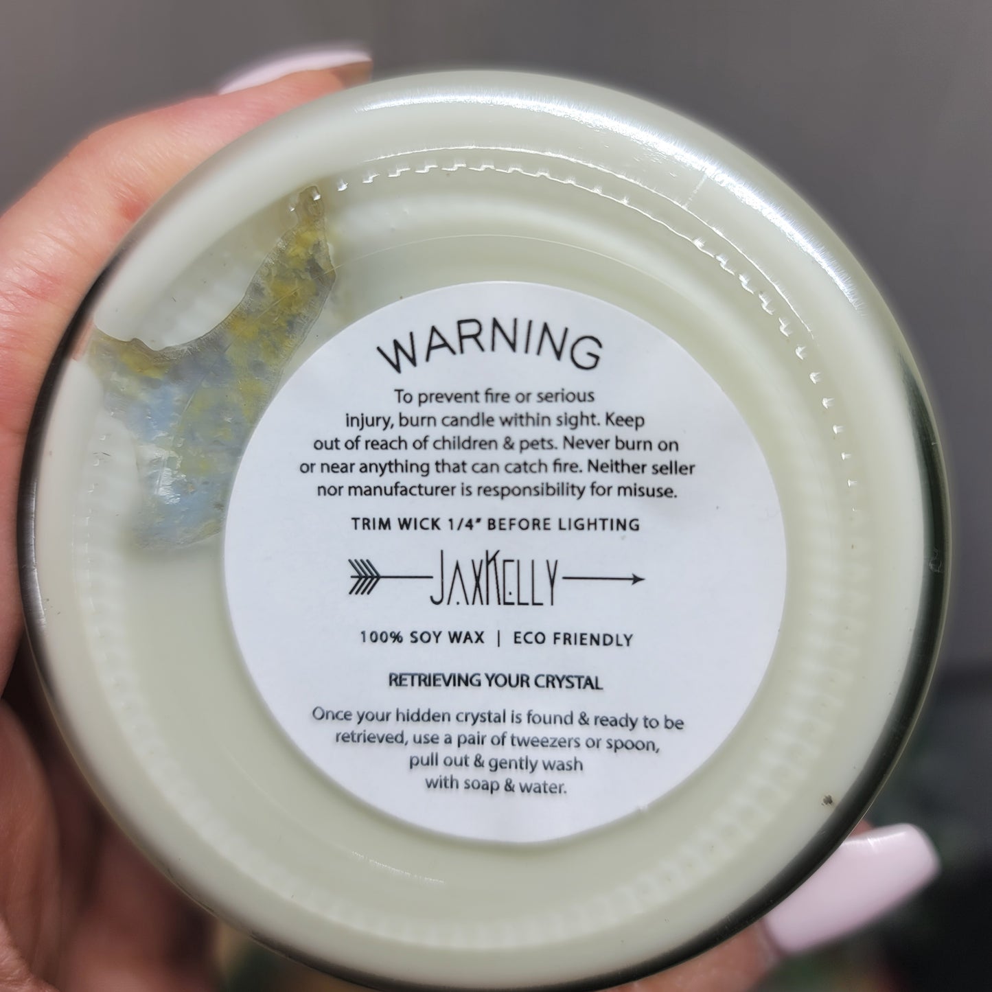 Rose Quartz Crystal-Infused Soy Candle (9 oz.) – Hand-Poured with Love in California