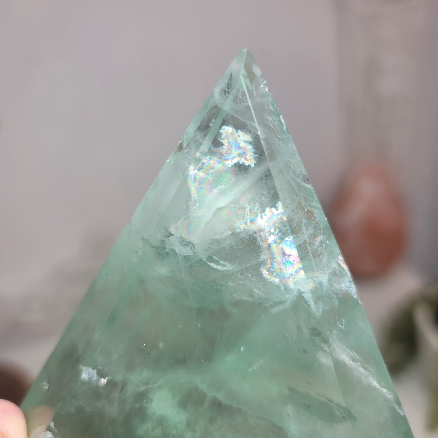 Green Fluorite Diamond on Gold Stand | Healing Stone for Clarity & Focus