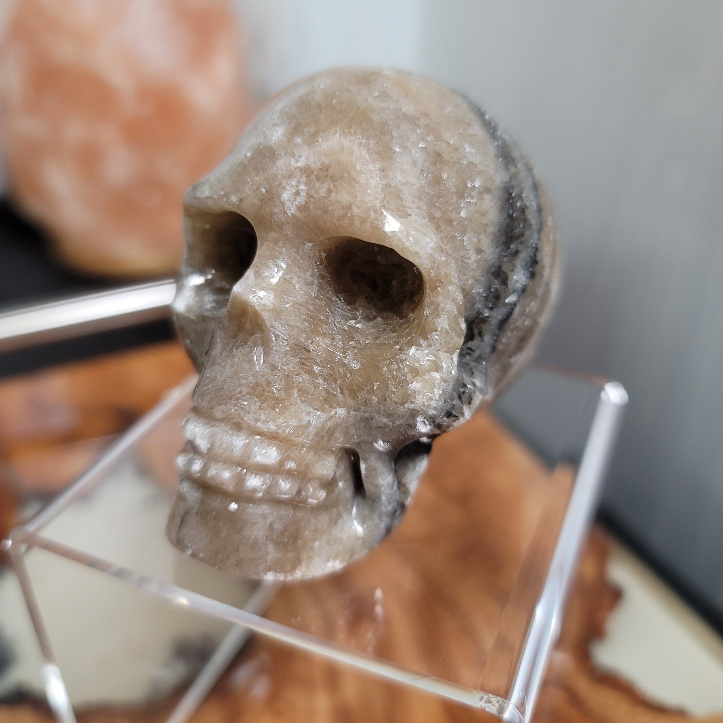Mexican Banded Calcite Skull | Healing Stone for Wisdom & Grounding | Hand-Carved Crystal Skull