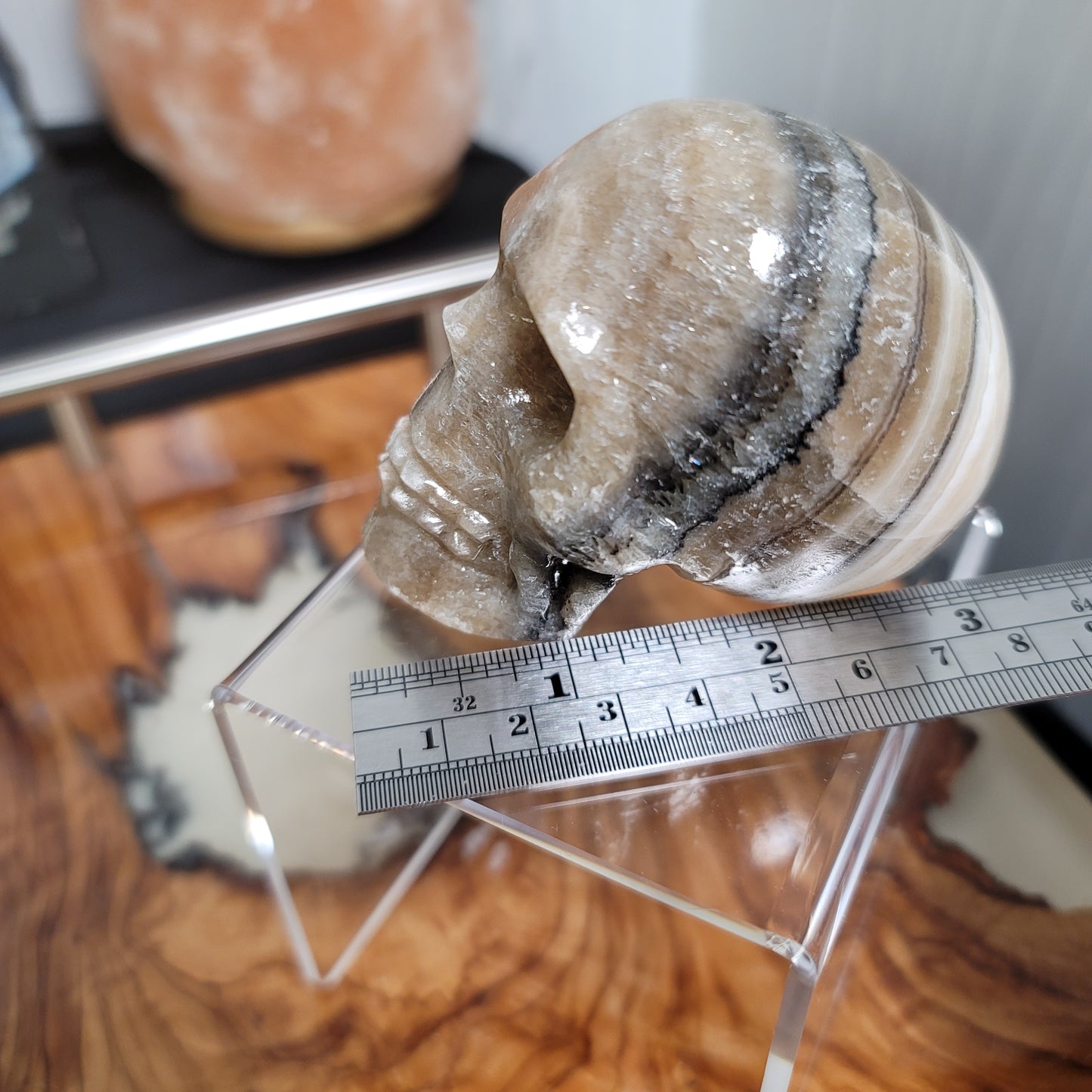 Mexican Banded Calcite Skull | Healing Stone for Wisdom & Grounding | Hand-Carved Crystal Skull