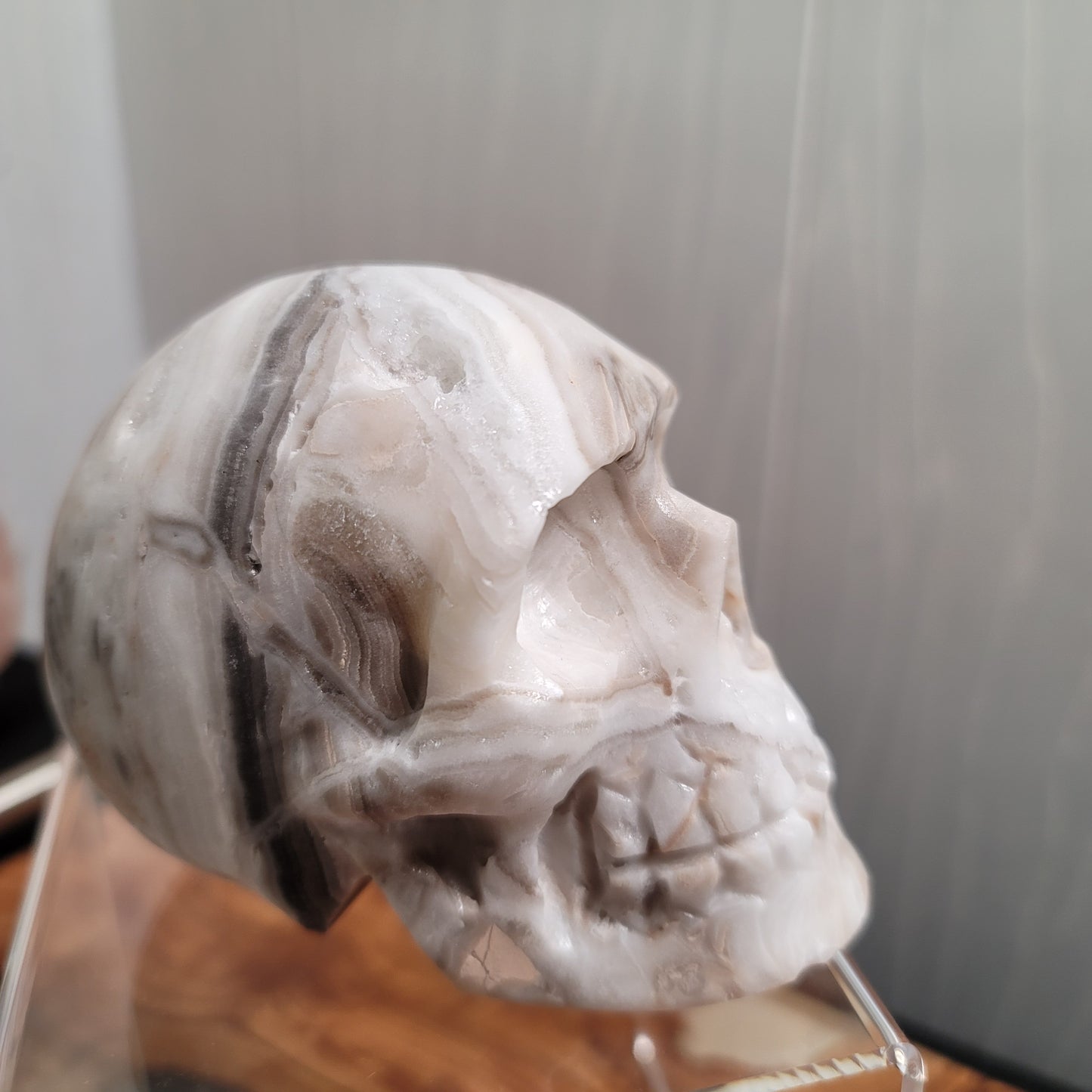 Large Mexican Banded Calcite Skull | Healing Stone for Wisdom & Grounding | Hand-Carved Crystal Skull | 01