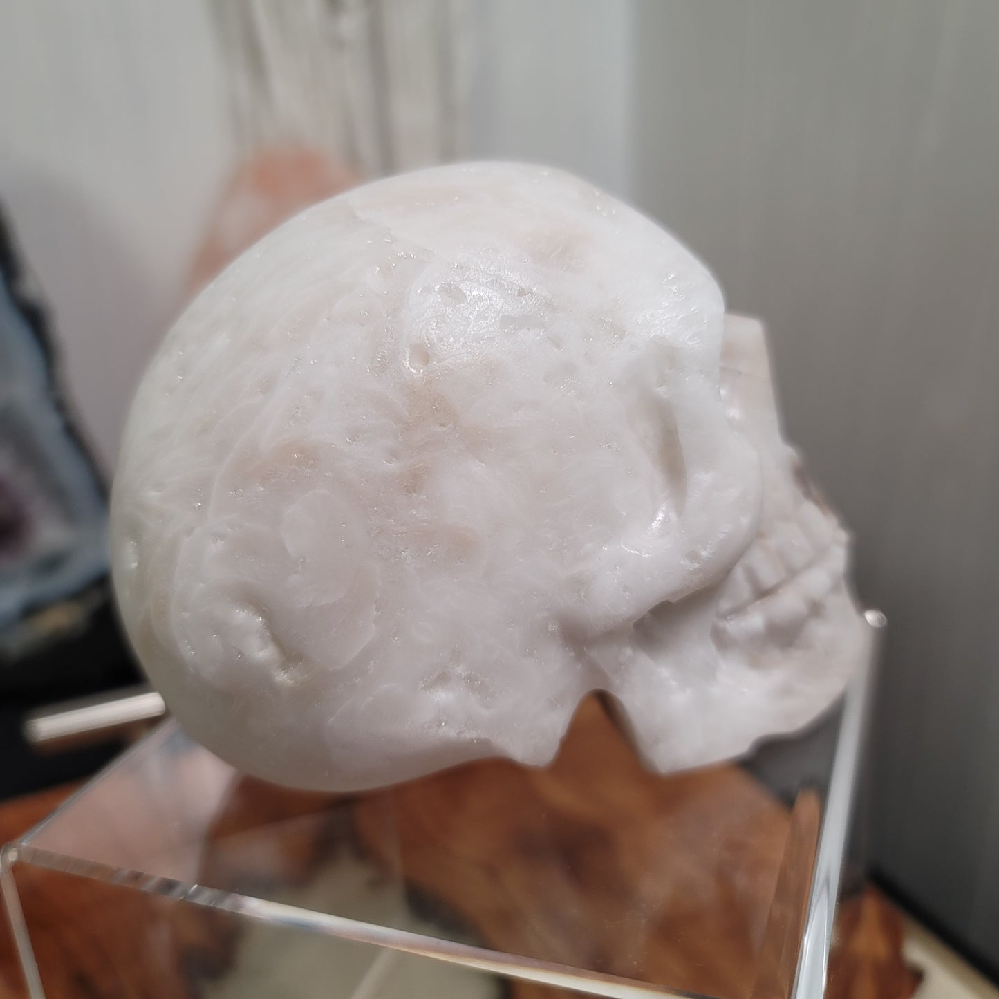 Large Mexican Banded Calcite Skull | Healing Stone for Wisdom & Grounding | Hand-Carved Crystal Skull | 02