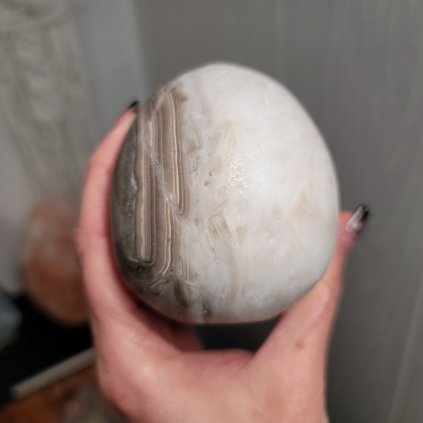 Large Mexican Banded Calcite Skull | Healing Stone for Wisdom & Grounding | Hand-Carved Crystal Skull | 02