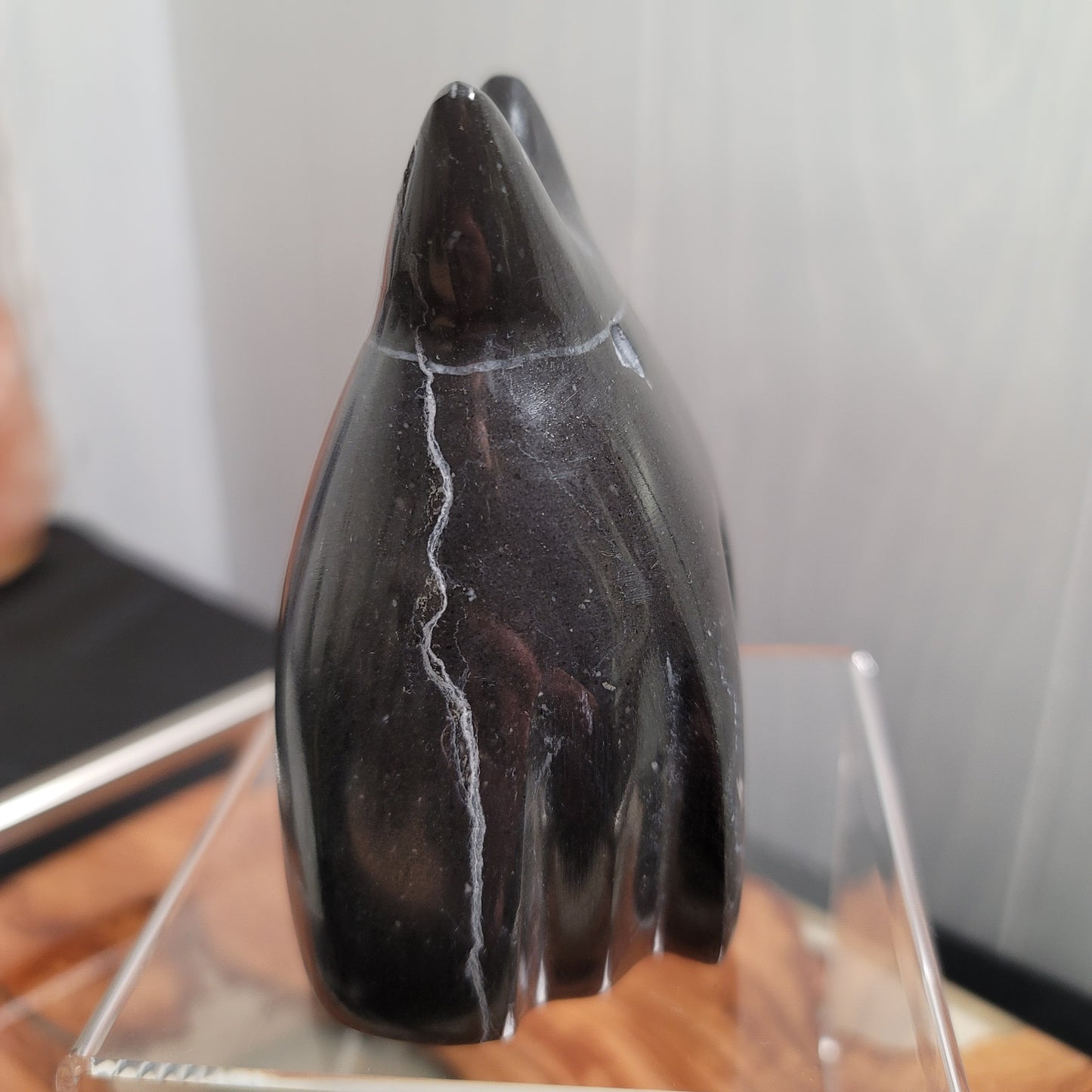 Hand-Carved Black Marble Ghost Cat | Witchy Halloween Décor | Protective Stone Spirit | 01