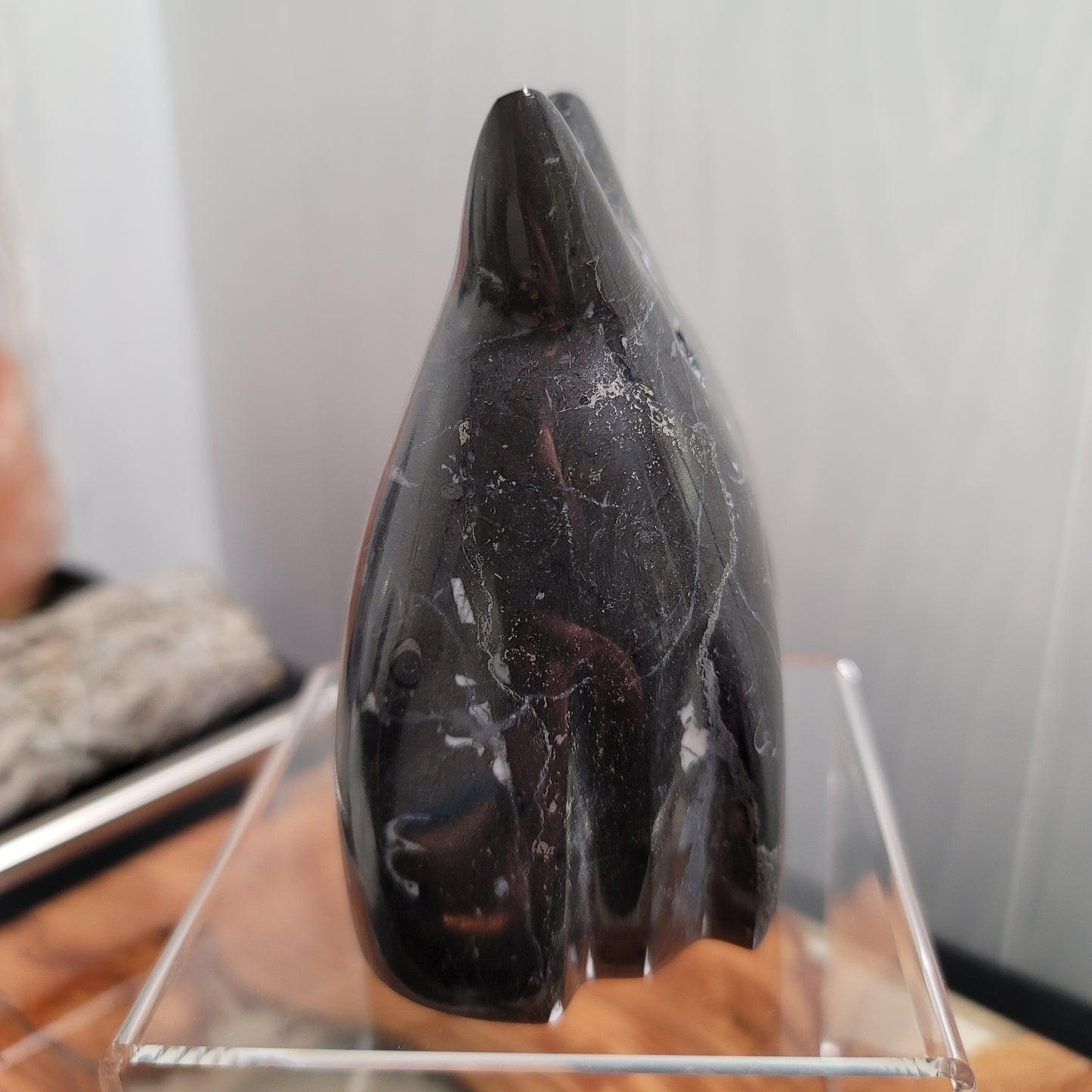 Hand-Carved Black Marble Ghost Cat | Witchy Halloween Décor | Protective Stone Spirit | 02