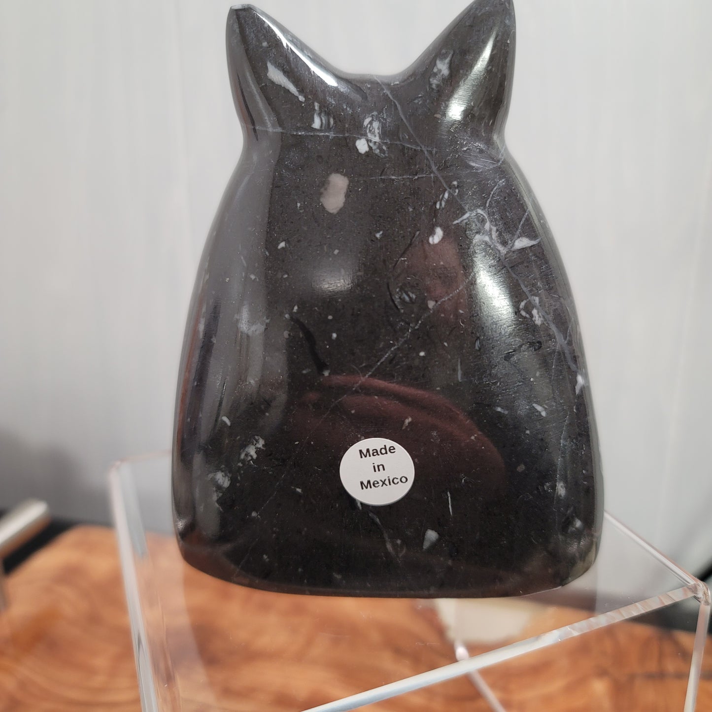 Hand-Carved Black Marble Ghost Cat | Witchy Halloween Décor | Protective Stone Spirit | 02