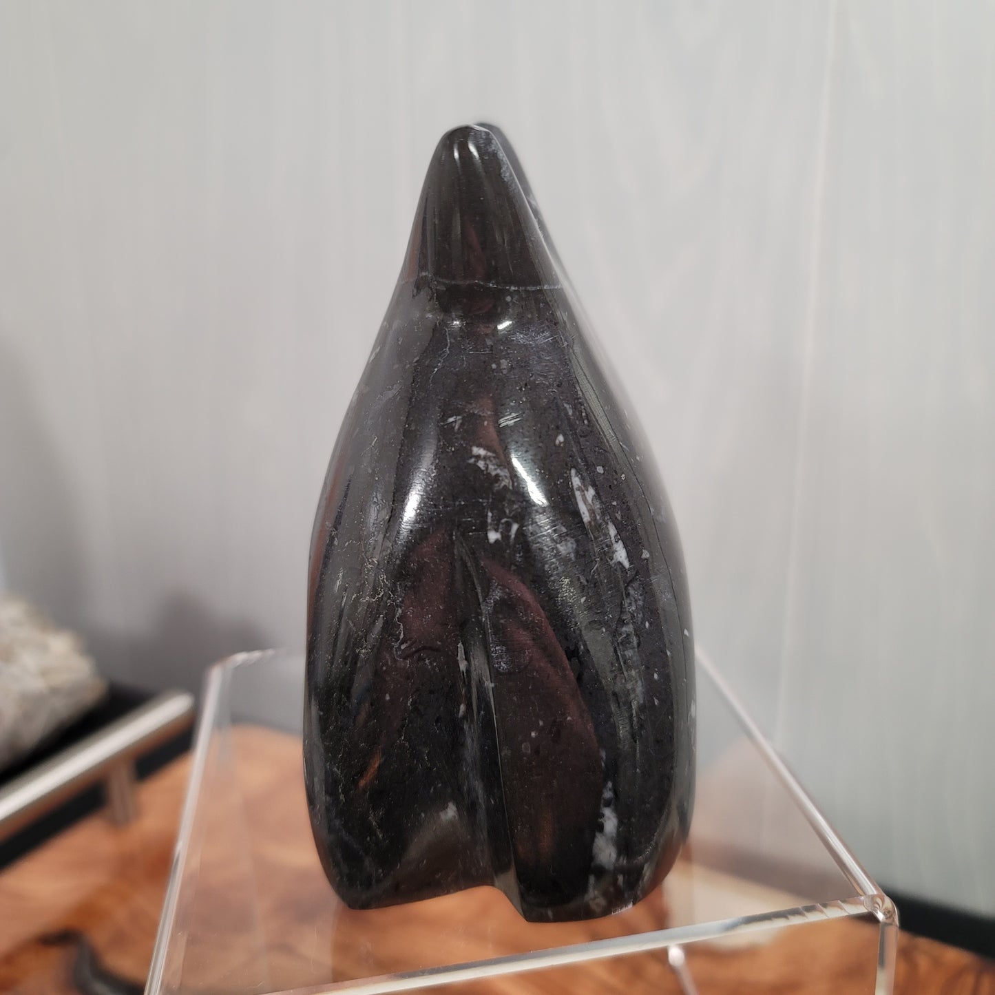 Hand-Carved Black Marble Ghost Cat | Witchy Halloween Décor | Protective Stone Spirit | 02