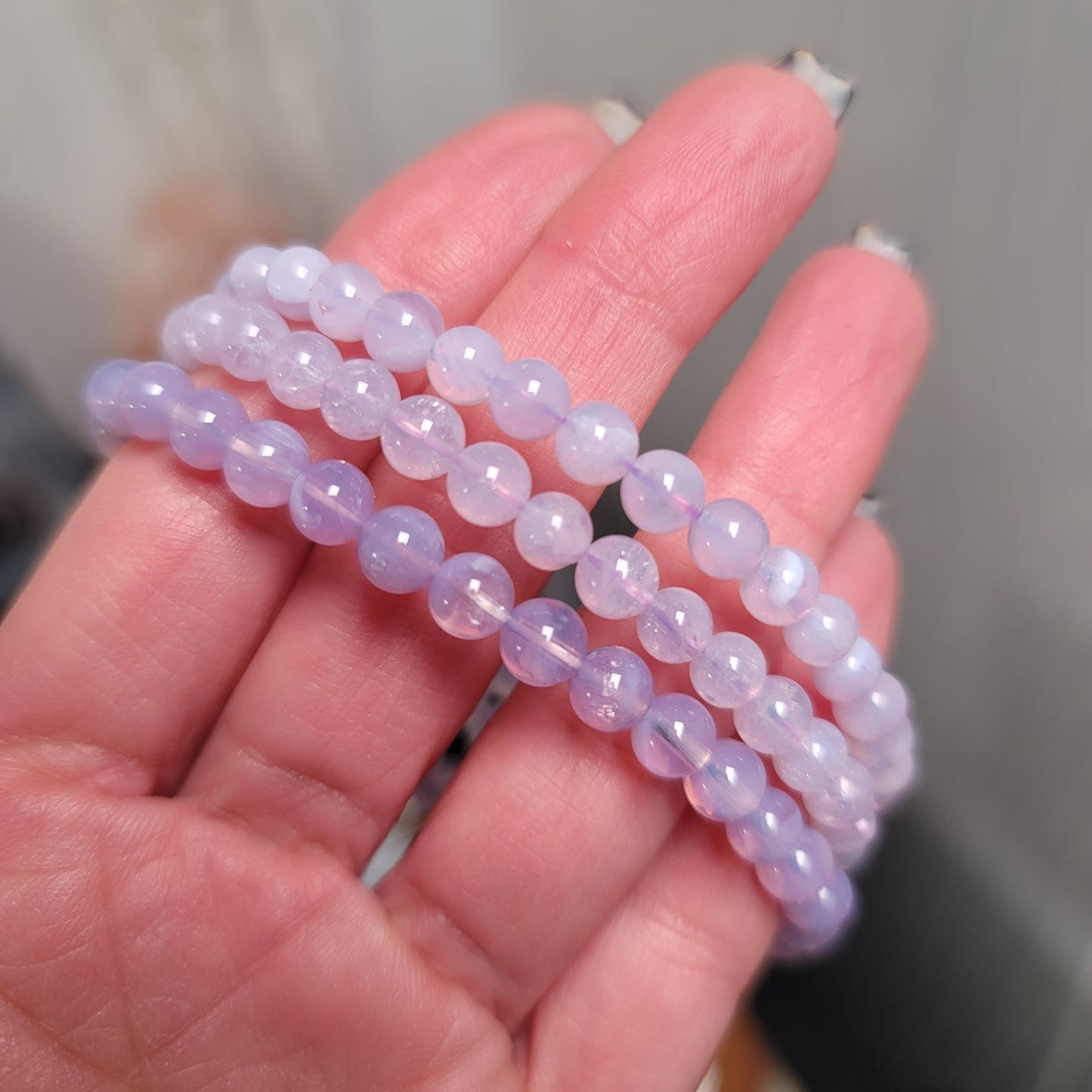 Lavender Moon Quartz Bracelet – 6mm Beads | Tranquility • Intuition • Emotional Clarity