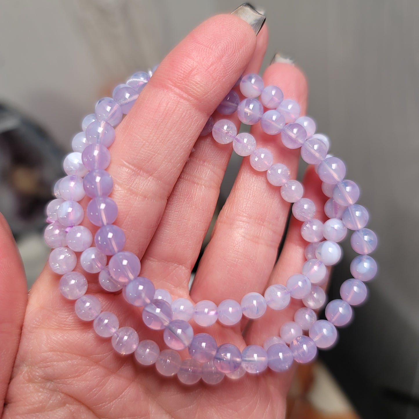 Lavender Moon Quartz Bracelet – 6mm Beads | Tranquility • Intuition • Emotional Clarity