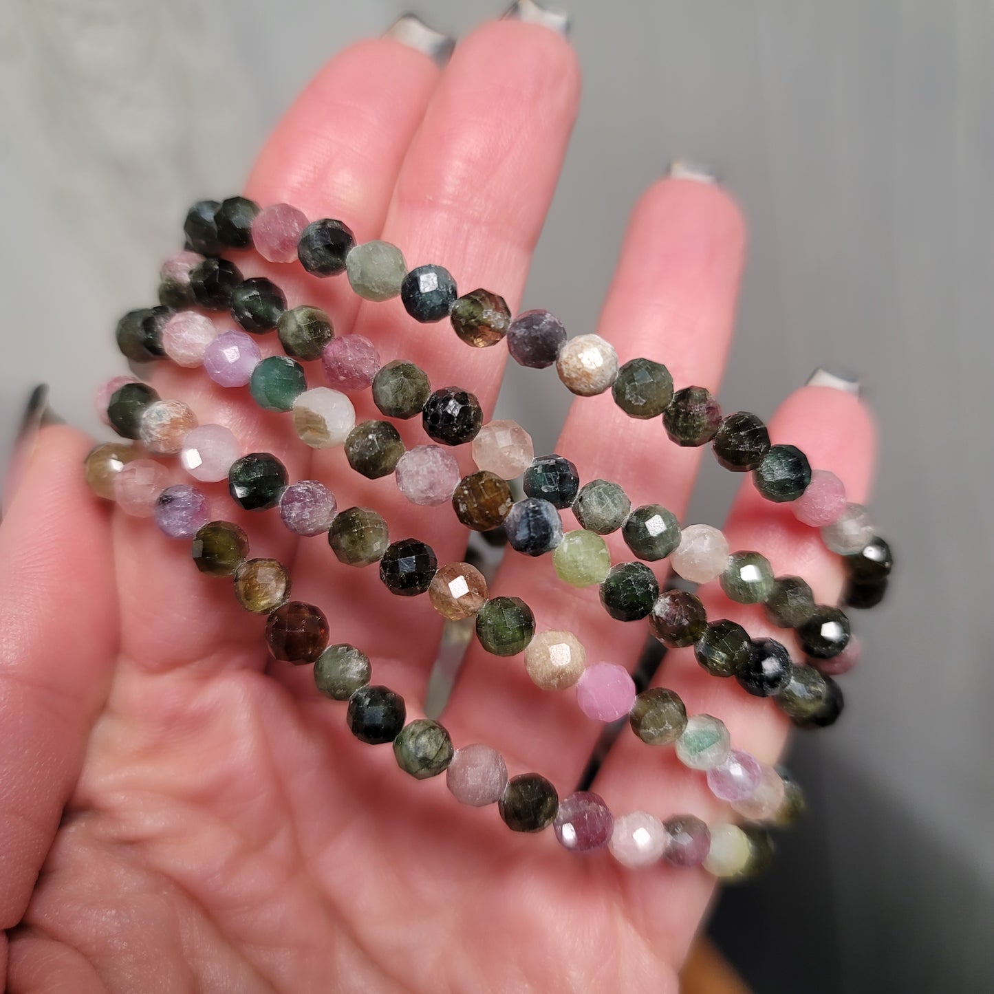 Mixed Tourmaline Faceted Bracelet – 4mm Beads | Protection • Balance • Grounding