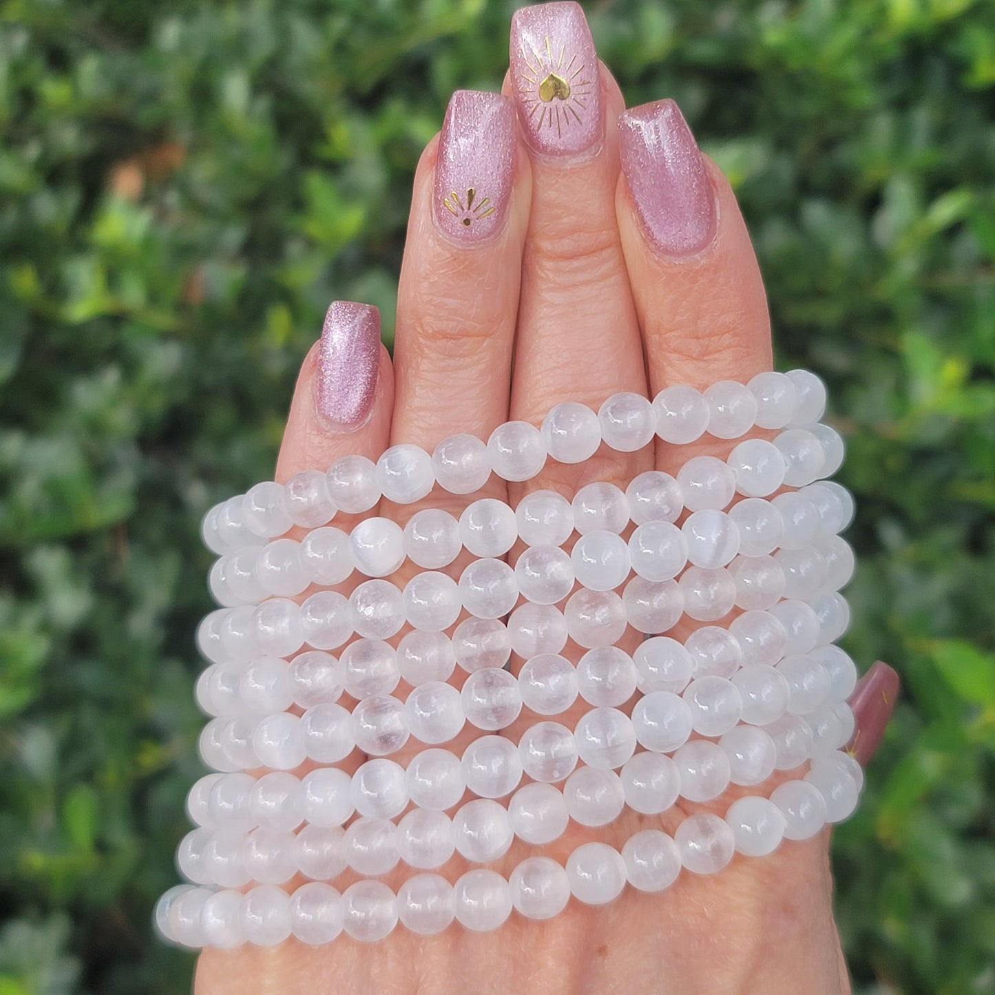Selenite Beaded Bracelet - 6mm | Cleansing, Peace, Renewal