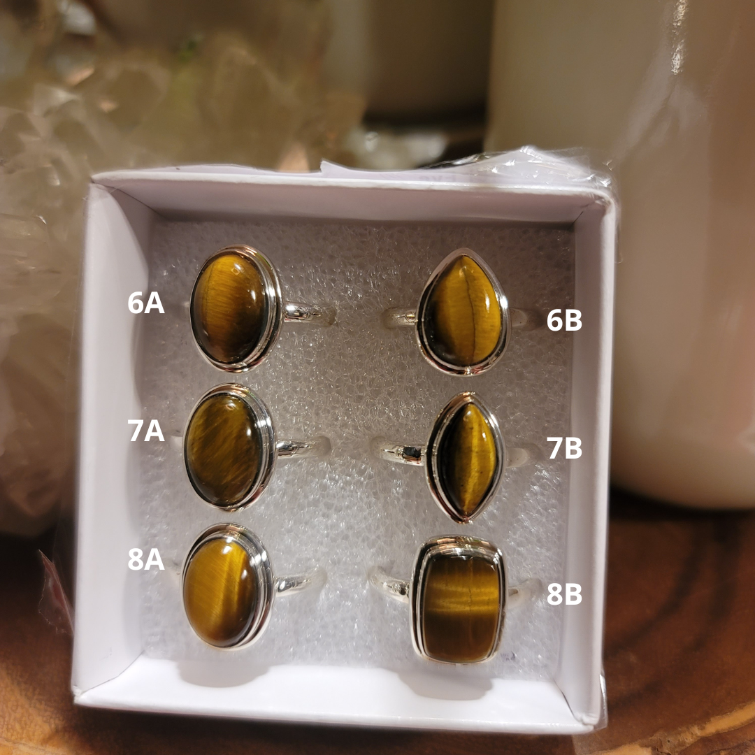 Tiger's Eye Ring || .925 Sterling Silver - sizes 6-8