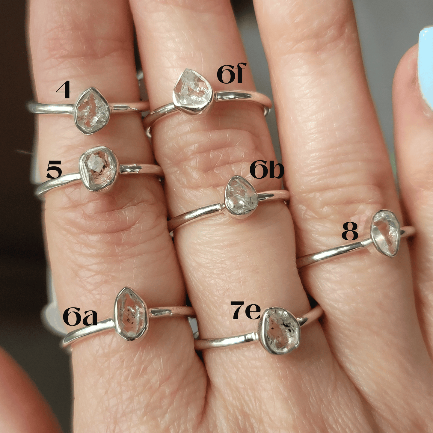 Herkimer Diamond Stackable Rings || .925 Sterling Silver - sizes 4 - 8