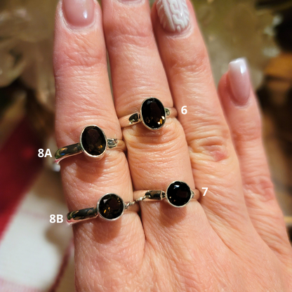 Smoky Quartz Ring || .925 Sterling Silver - sizes 6-8
