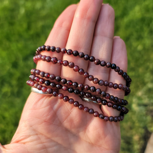 Garnet Bracelet - 4mm Beads - Energy, Vitality, Grounding