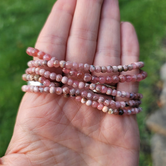 Rhodochrosite Bracelet - 4mm Beads - Love, Transformation, Joy