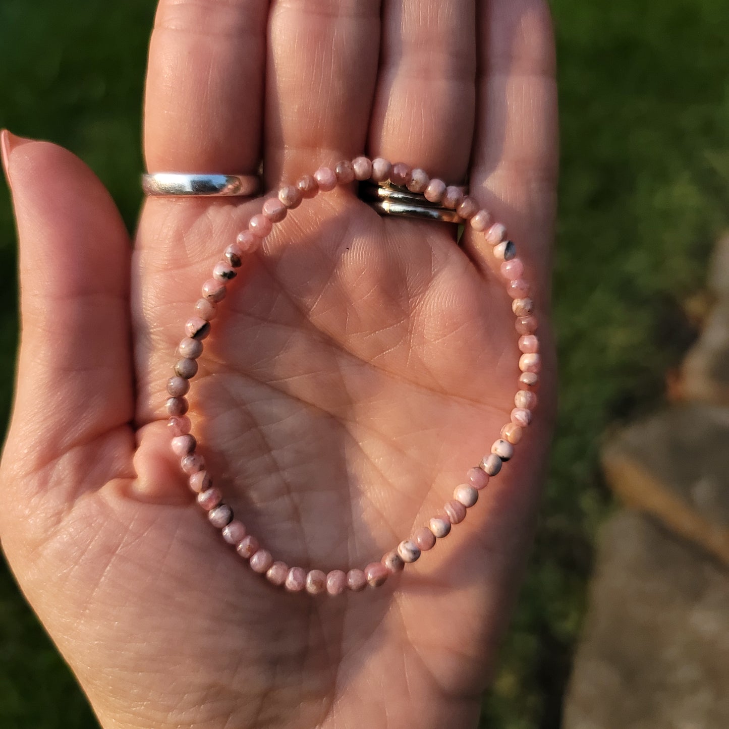 Rhodochrosite Bracelet - 4mm Beads - Love, Transformation, Joy