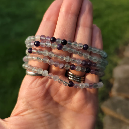 Fluorite Bracelet - 4mm Beads - Energy, Focus, Clarity