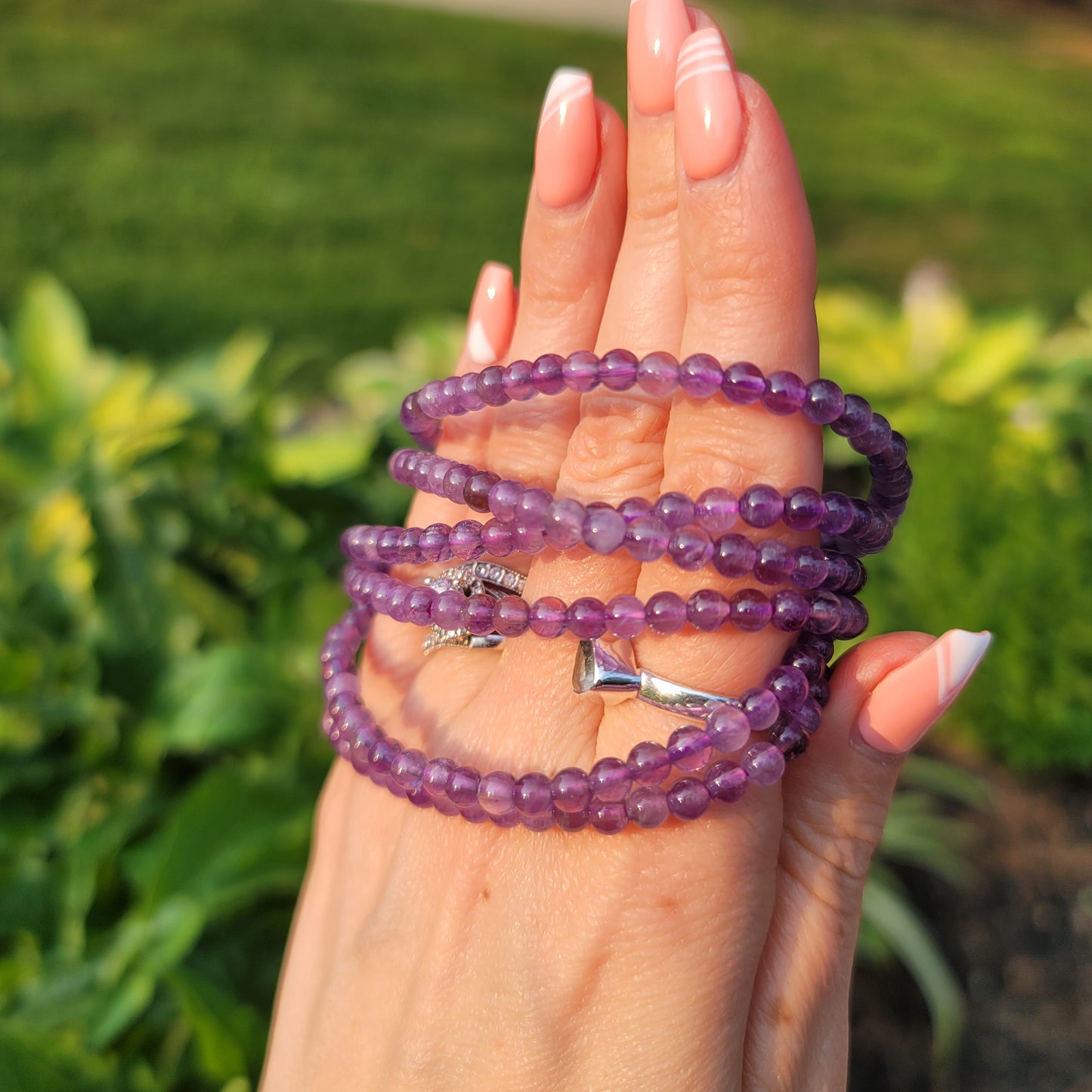 Amethyst Bracelet - 4mm Beads - Stress Relief, Healing, Intuition