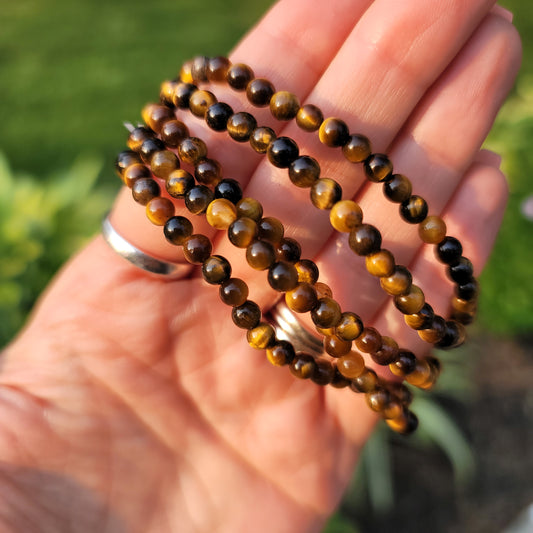 Tiger's Eye Bracelet - 4mm Beads - Confidence, Courage, Energy