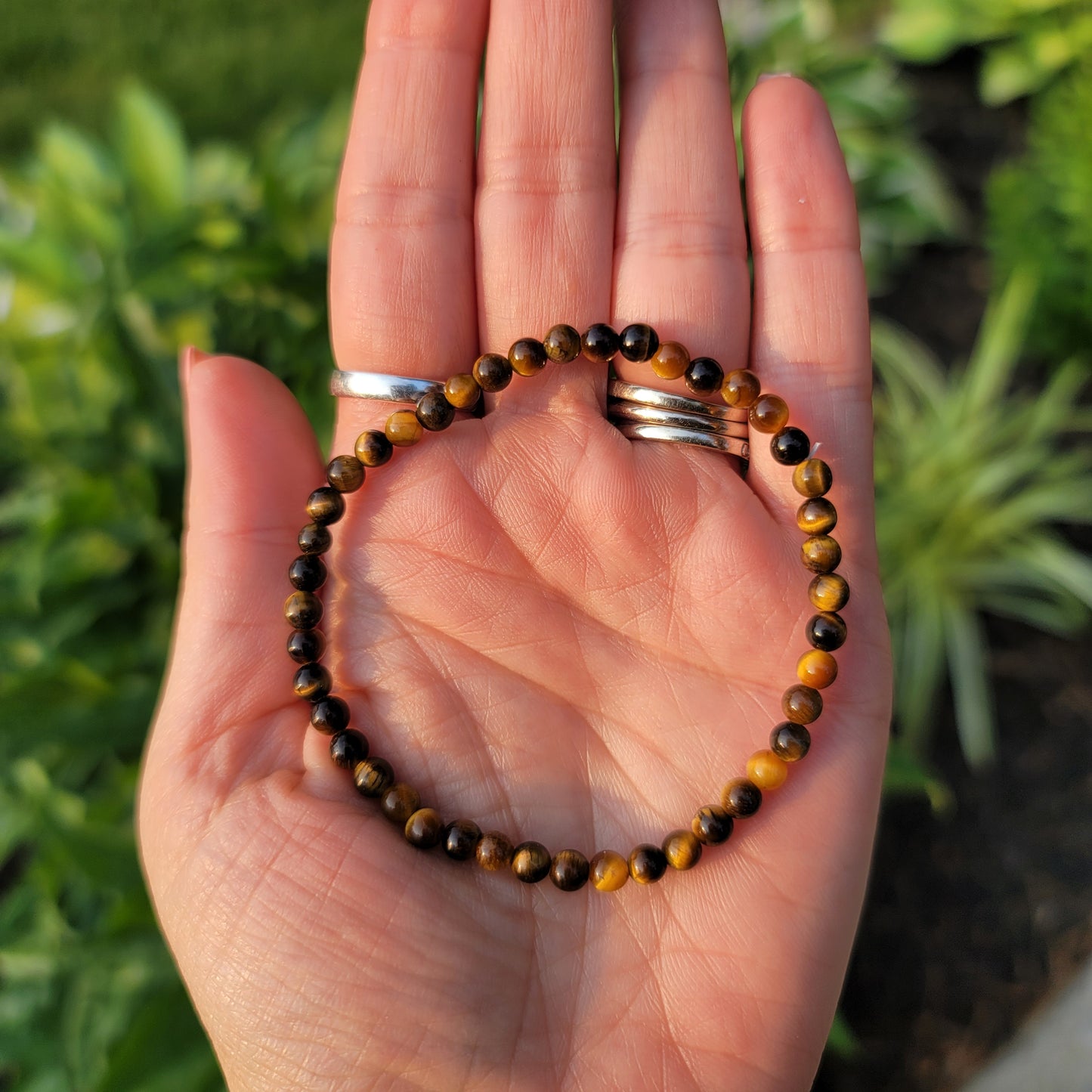 Tiger's Eye Bracelet - 4mm Beads - Confidence, Courage, Energy