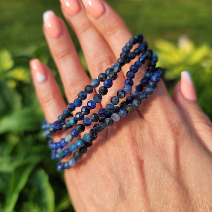 Blue Kyanite Faceted Bracelet - 4mm Beads - Alignment, Communication, Tranquility