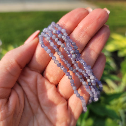 Tanzanite Faceted Bracelet - 3mm Beads - Transformation, Physic Enhancement, Protection