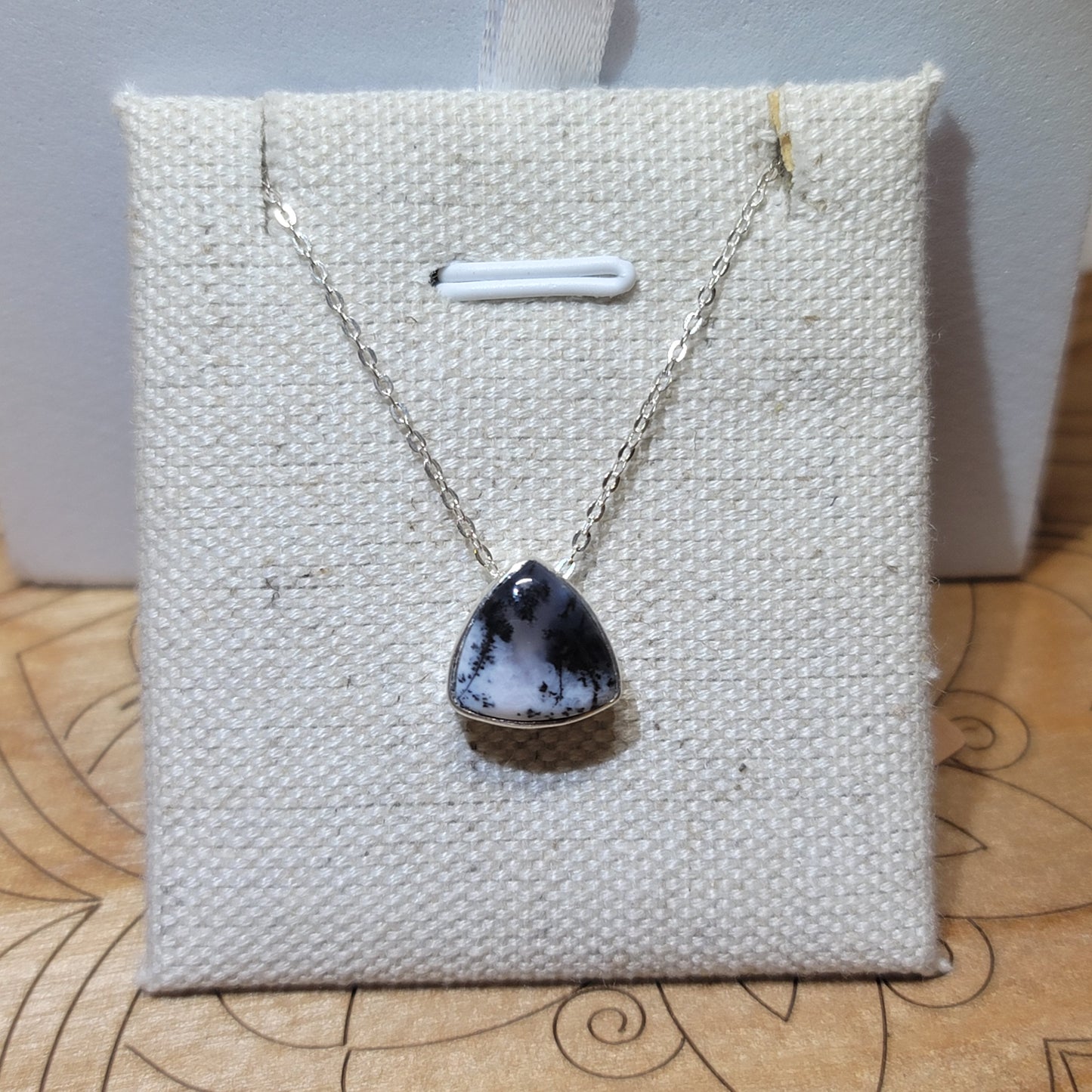 Dendritic Opal Pendant, Trilion | Sterling Silver Chain